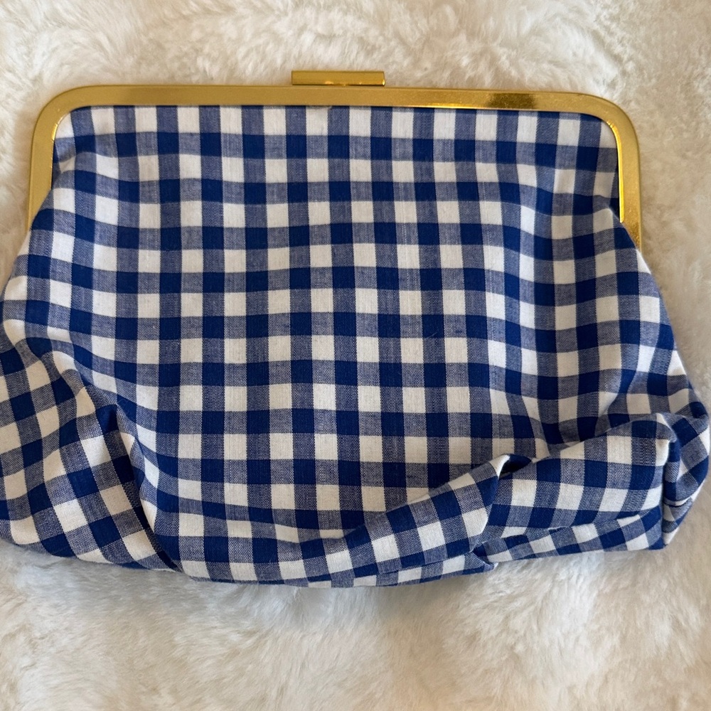 J. Crew Gold and Gingham Clutch